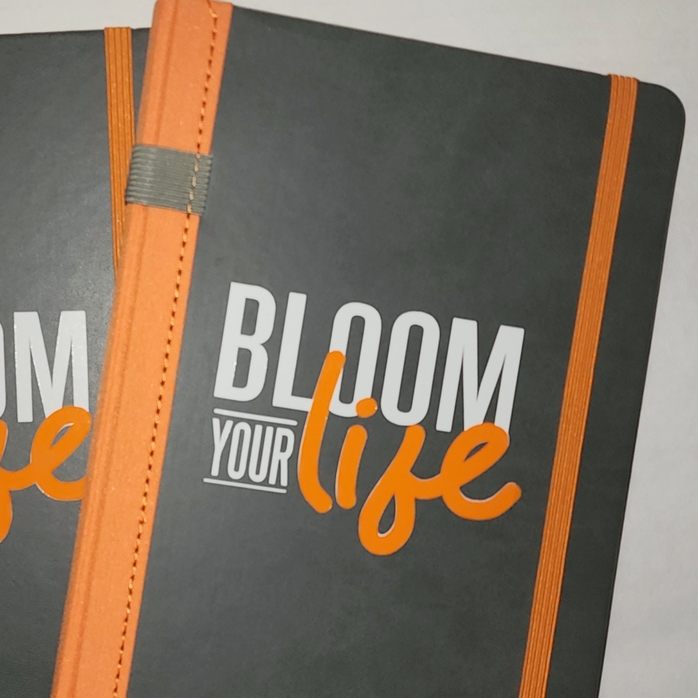 Gray and Orange 'Bloom Your Life' Notebook